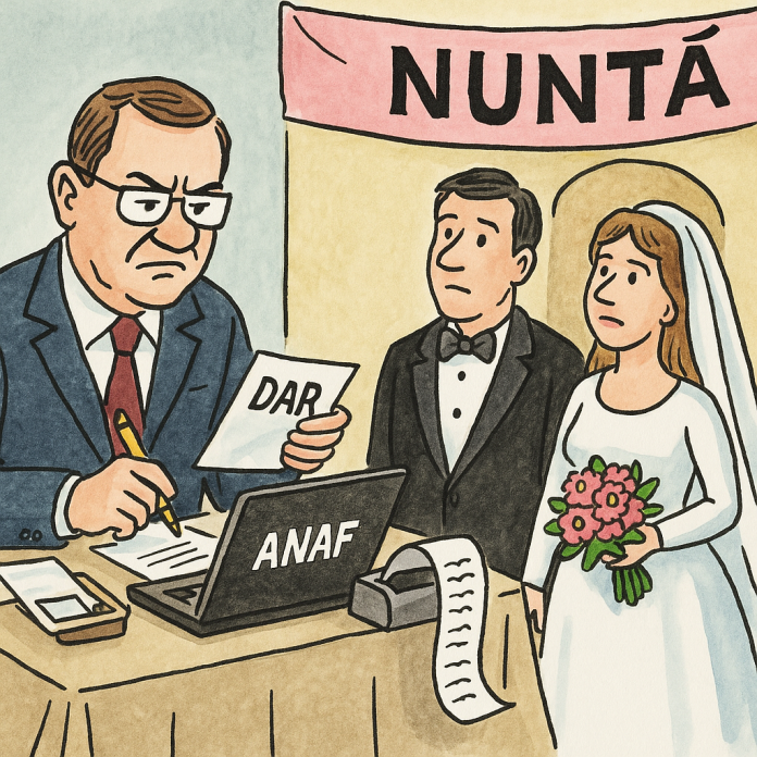 Ilie Bolojan, premier, guvern, România, politică, satiră, pamflet, editorial, opinie, dar de nuntă, plic, fiscalizare, ANAF, impozit, evaziune, evaziune fiscală, corupție, sarmale, ciorba de potroace, dansul mirilor, nuntă, mire, mireasă, naș, socru mare, socru mic, nași, invitați, restaurant, fisc, declarație unică, venituri ocazionale, declarații fiscale, formulare, impozit pe dar, taxe, birocrație, absurd, ironie, pamflet politic, critica guvernului, probleme reale, spitale, educație, autostrăzi, infrastructură, pensii, energie, băieții deștepți, multinaționale, paradis fiscal, Olanda, Luxemburg, corupți, oligarh, jaf național, sistem fiscal, stat român, populism, promisiuni, spectacol electoral, transparență, fiscalizare absurdă, ANAF la nuntă, bon fiscal, factura nunții, impozit pe șampanie, venitul mirelui, venitul miresei, venituri independente, botez, parastas, colivă, onomastică, petrecere, plicul fiscalizat, audit, audit fiscal, control ANAF, inspector fiscal, ghișeu mobil, laptop ANAF, casa de marcat, nuntă fiscalizată, eveniment fiscalizat, tradiții românești, satiră politică, editorial satiric, România 2025, economie subterană, evaziune reală, bani publici, buget, stat, administrație, priorități guvernare, lipsa soluțiilor, critică socială, pamflet românesc, ironie amară, absurd birocratic, comedie politică, caricatură, opinie satirică, articol de opinie, editorial pamflet, România actualitate, știri politice, umor politic.